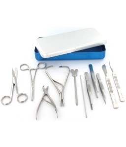 Trusa chirurgie - 11 instrumente - cutie de aluminiu